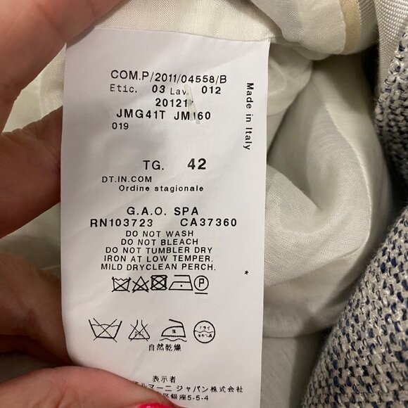 Armani Collezioni Blue,‎ White Tweed Blazer Size 6 - Picture 6 of 9